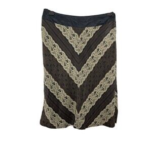 Alfani Petites Silk Y2K 2000s A-line Faux Lace Print Midi Skirt Womens XS 2P